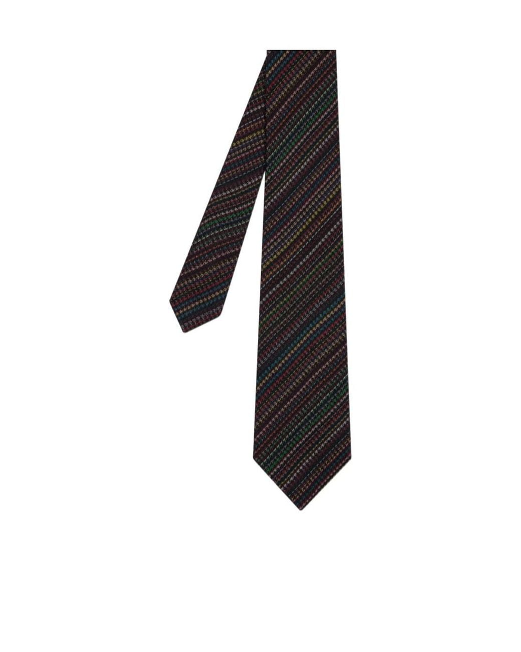 Paul Smith Black Striped Pointed-Tip Tie for men