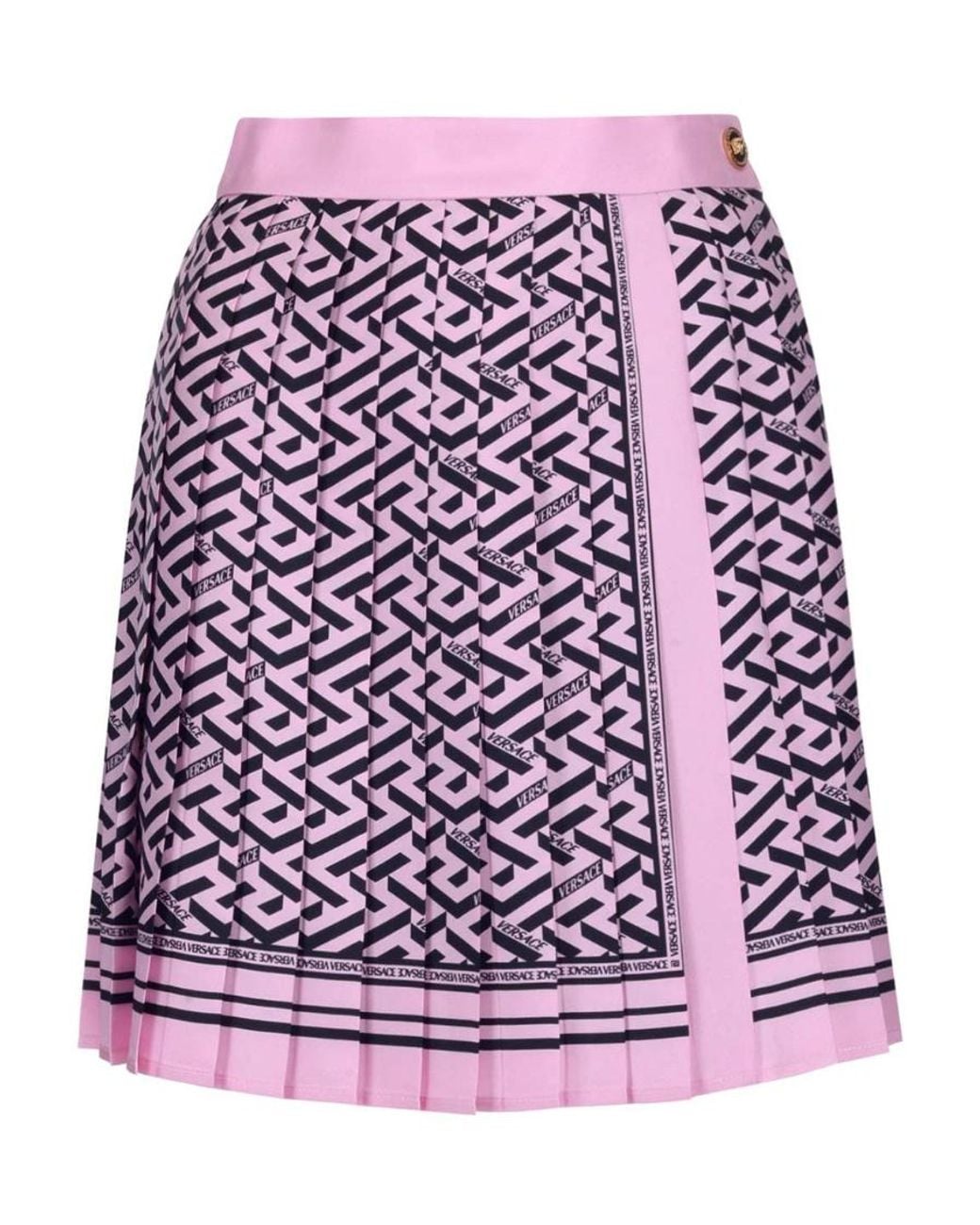 Versace Red La Greca Print Mini Skirt