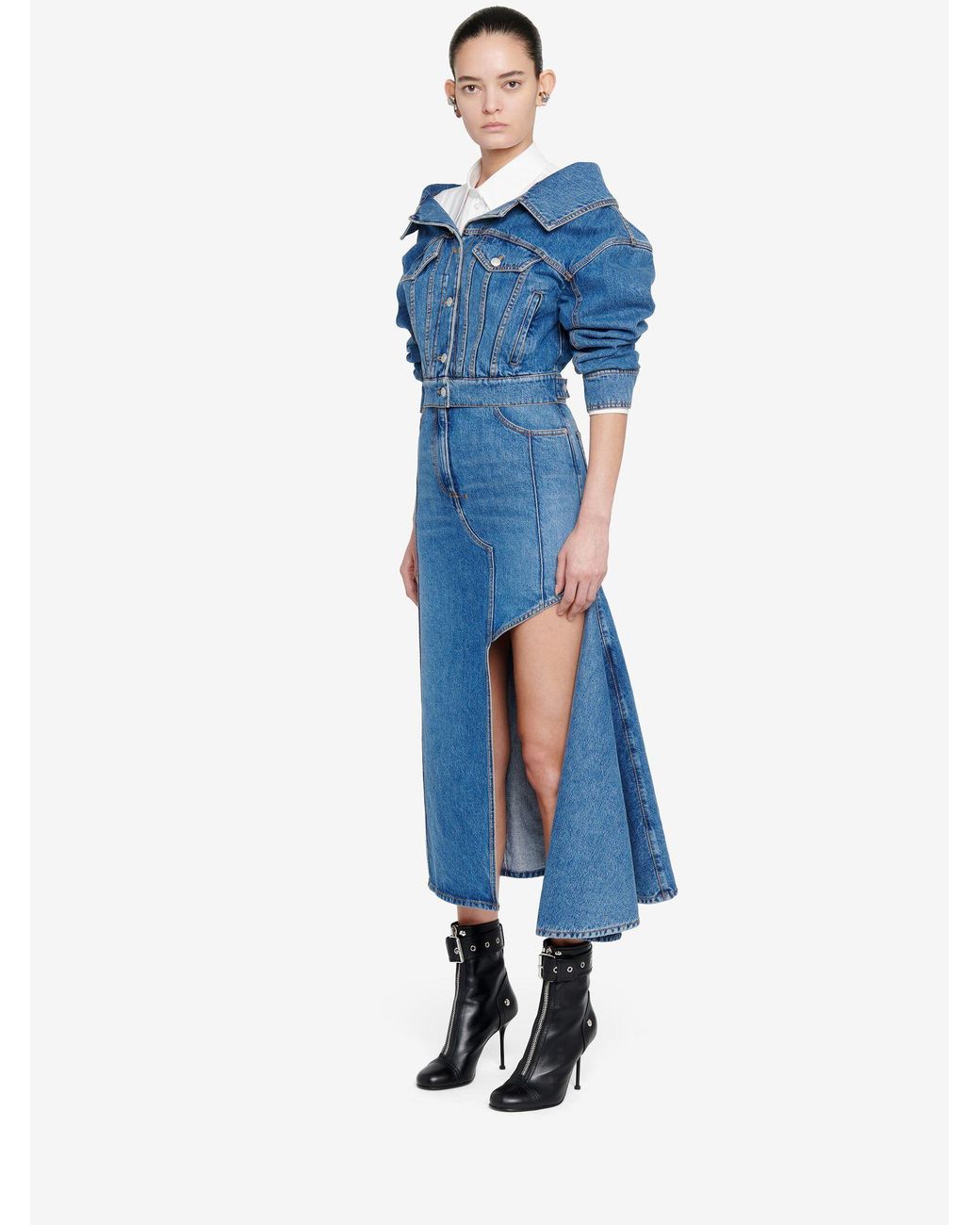 McQueen Blue Cropped Denim Jacket