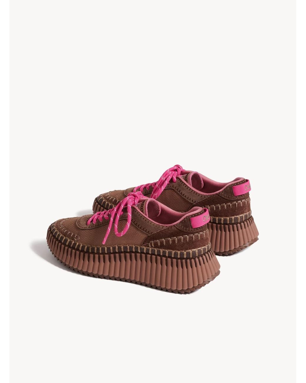 Chloé Brown Chloé Nama Platform Low-Top Sneakers