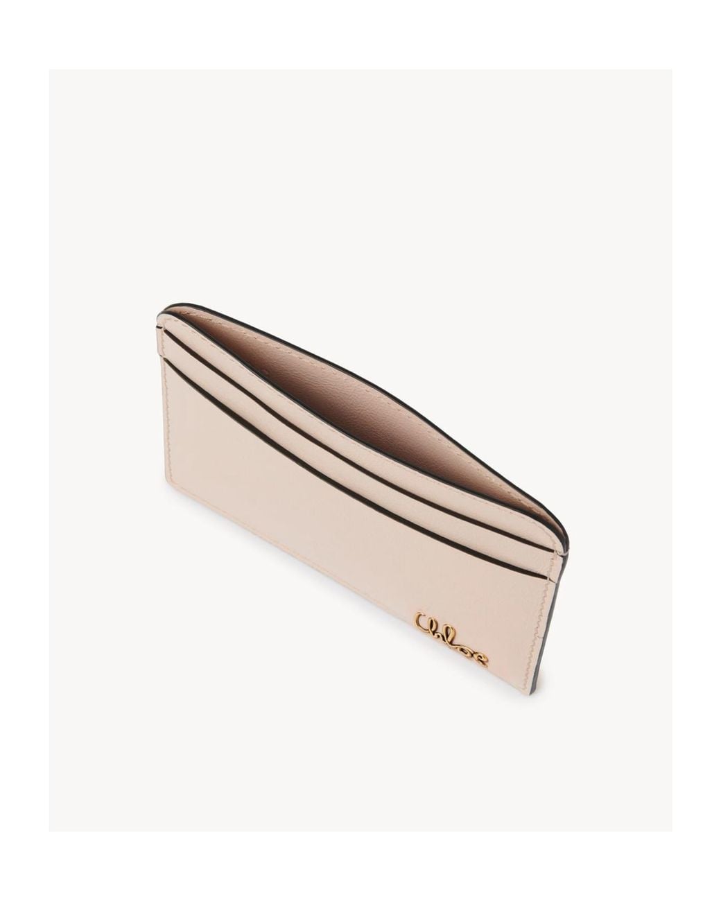 Chloé Natural Chloé Iconic Logo Plaque Card Holder