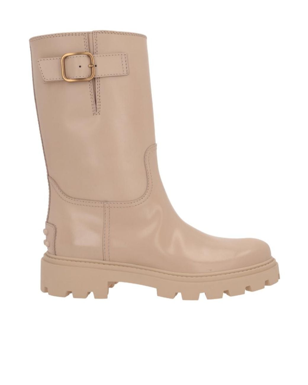 Tod's Natural Buckle-Detailed Round-Toe Boots