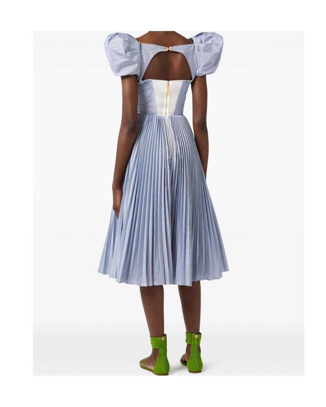 Elisabetta Franchi Blue Striped Taffeta Dress