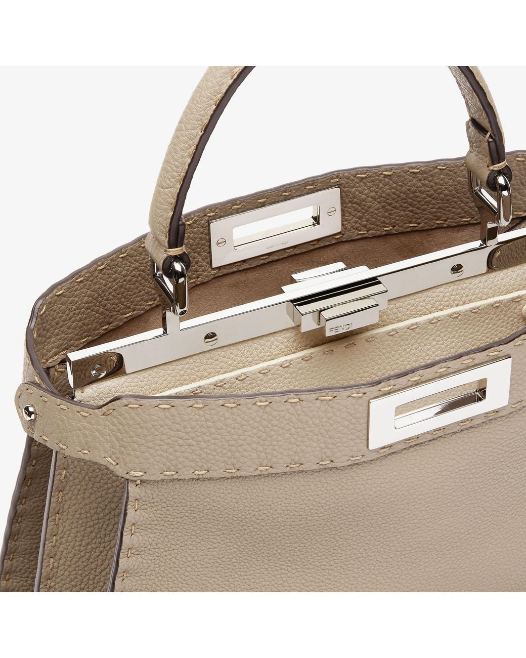 Fendi Natural Dove Selleria Bag With 1414 Hand-Sewn Topstitches