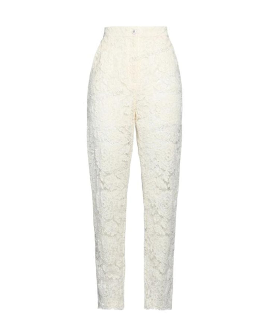 Dolce & Gabbana White Solidcolor Lace Trousers