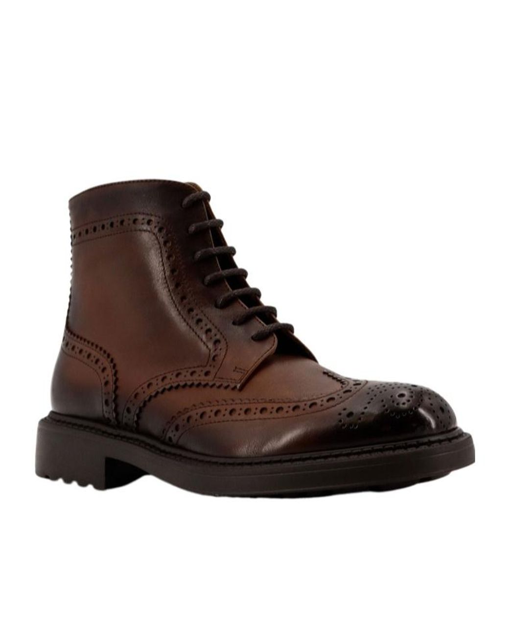Doucal's Brown Lace-Up Brogue Boots for men