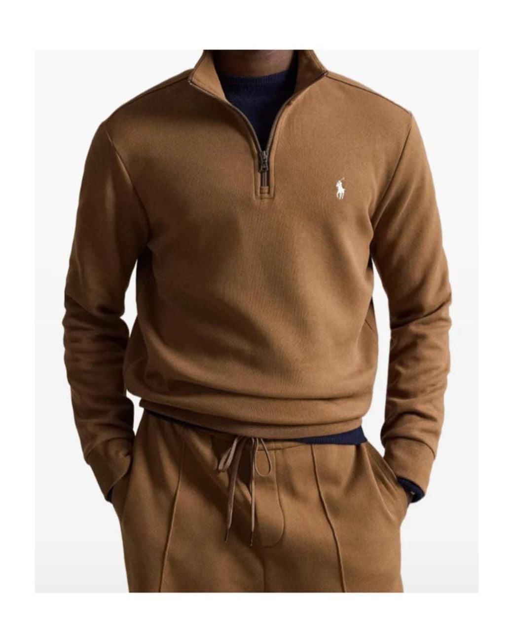 Ralph Lauren Brown Logo-Embroidered Quarter-Zip Sweater for men