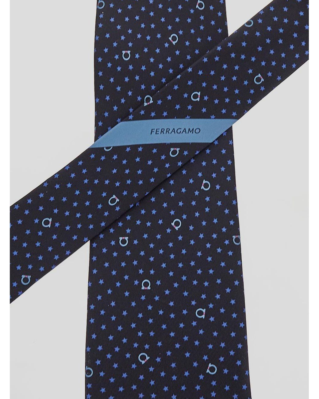 Ferragamo Blue Star Printed Tie for men