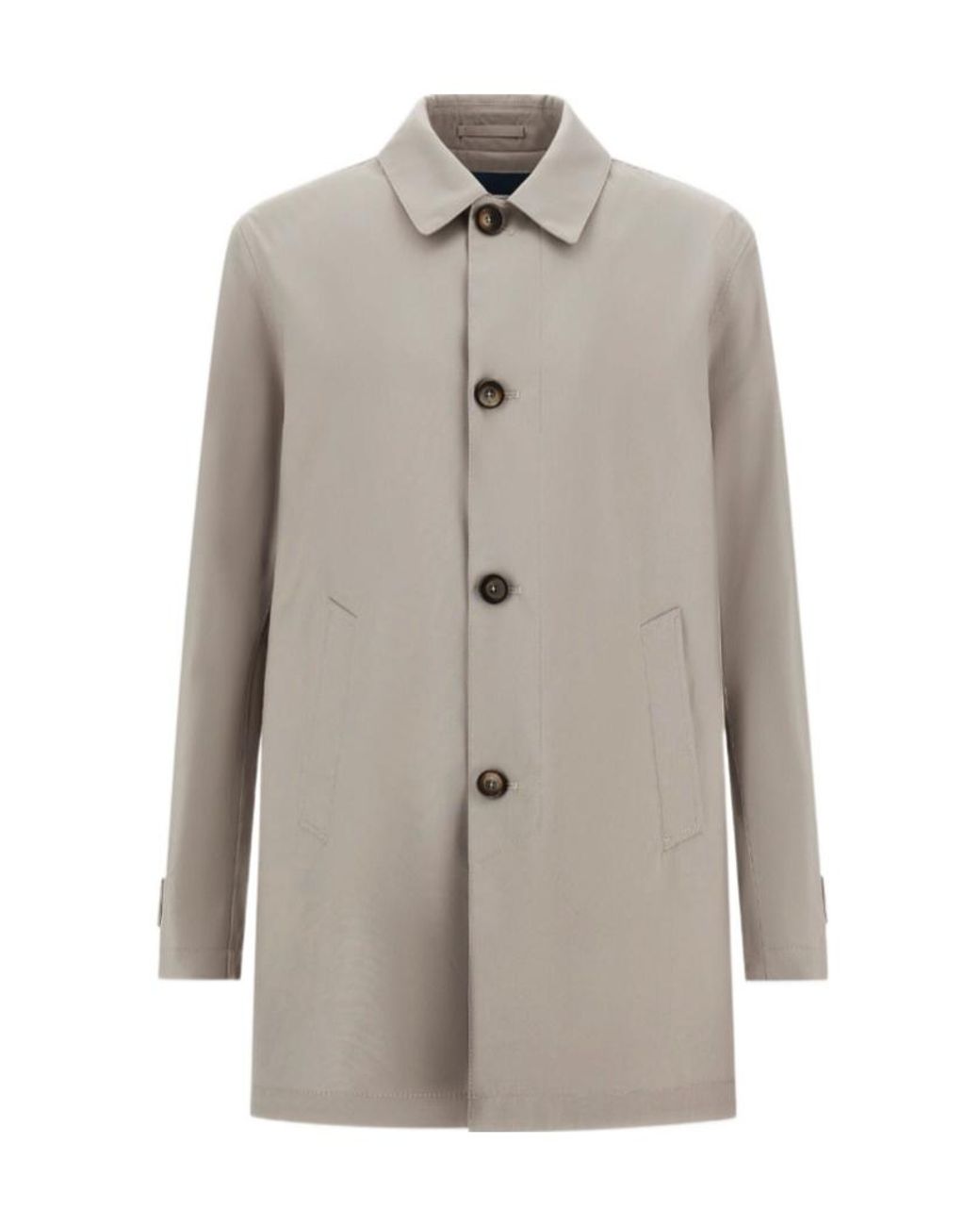Herno Gray Button-Down 3-Layers Wool Coat for men