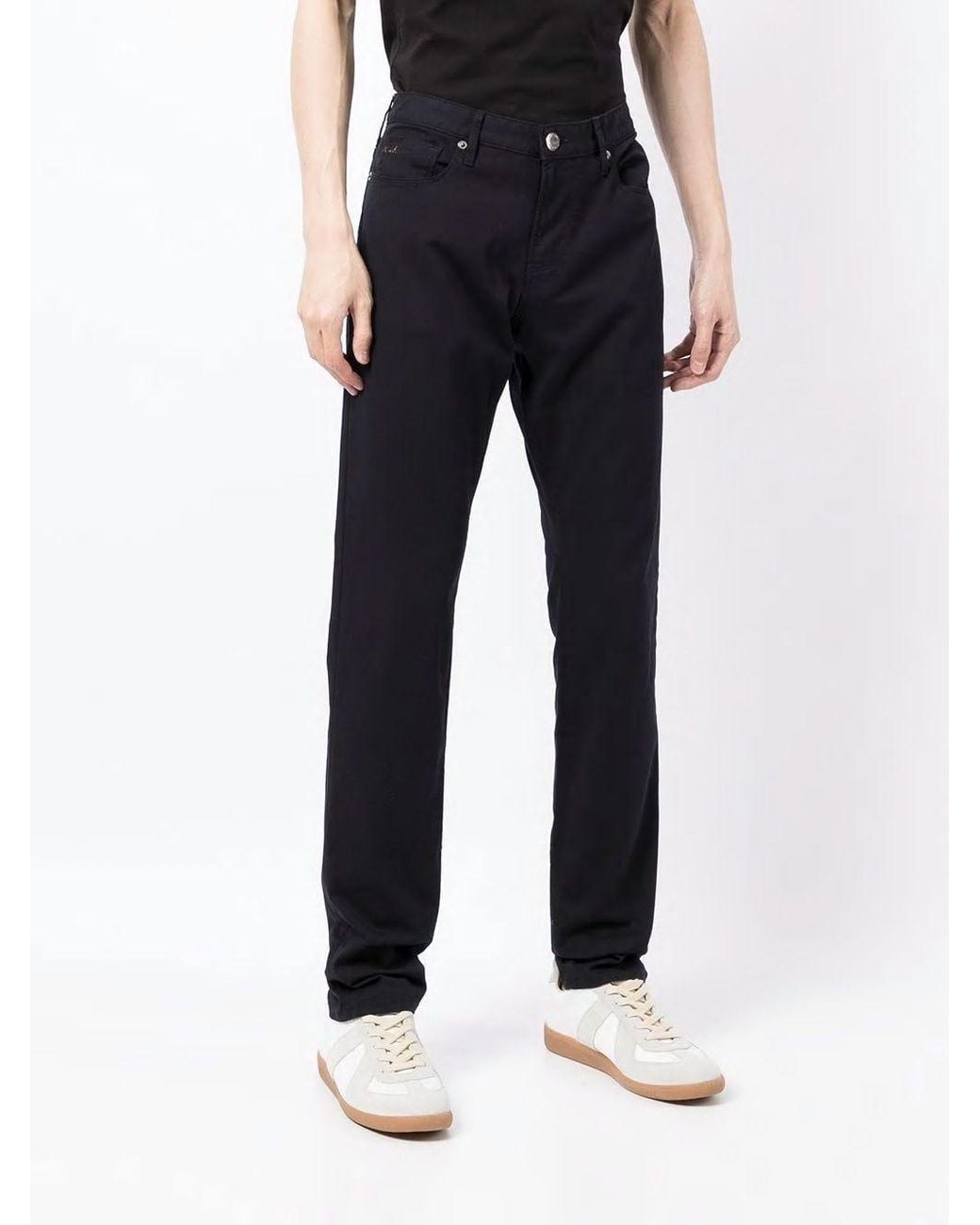 Emporio Armani Blue Logo Plaque Stretched Denim Jeans for men