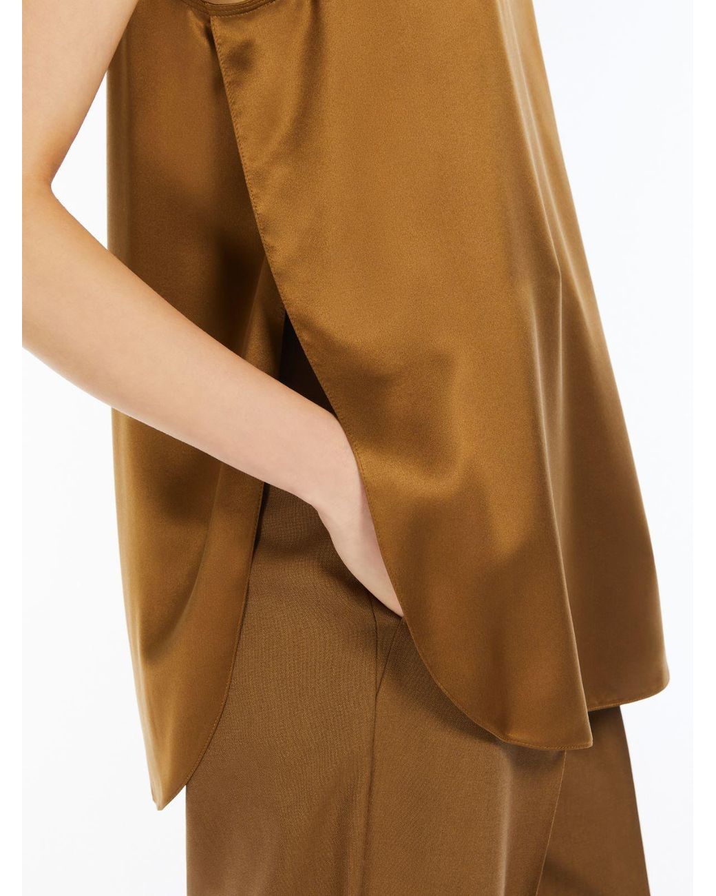 Max Mara Brown Filly V-Neck Sleeveless Top