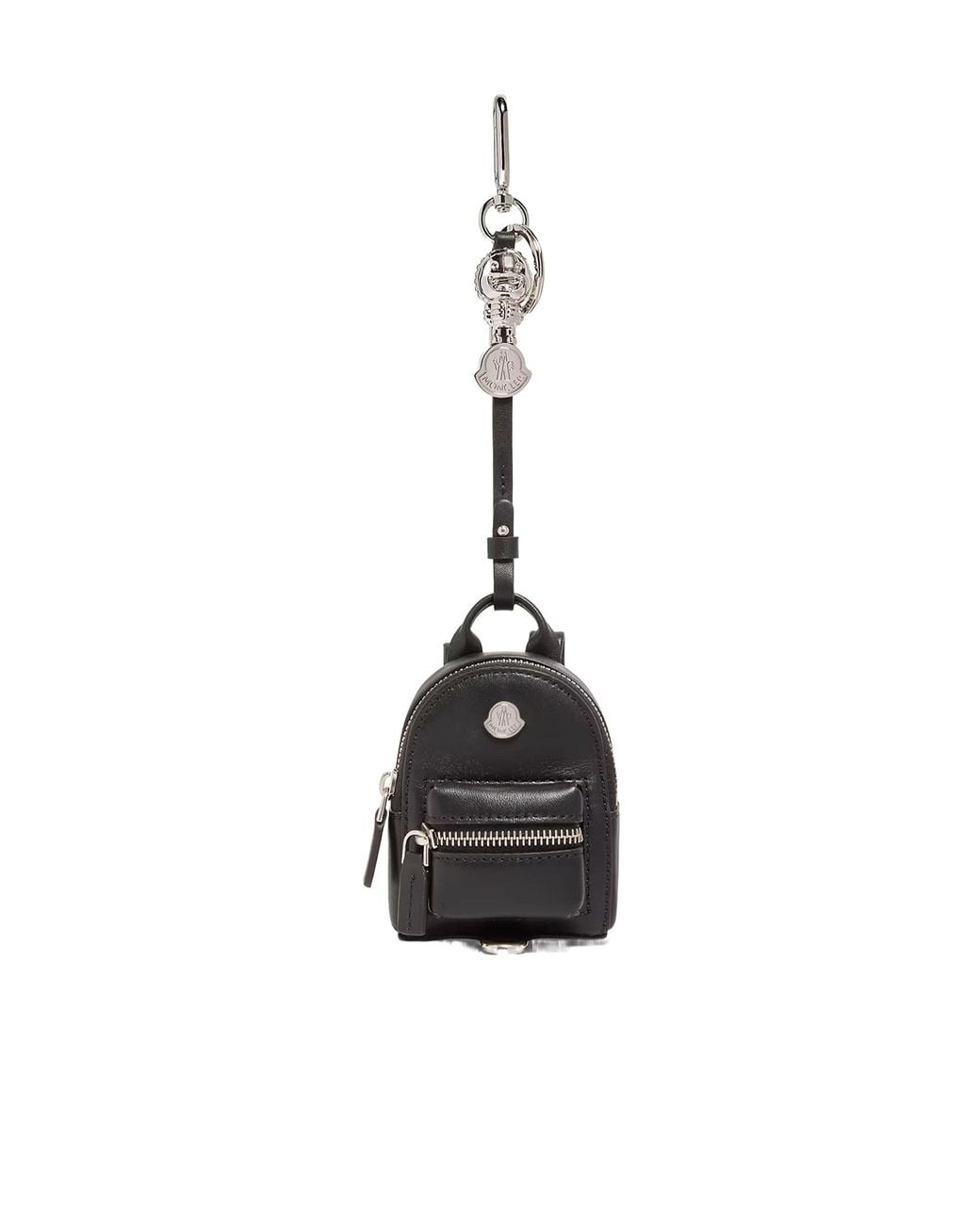 Moncler White Mini Backpack Keyring for men