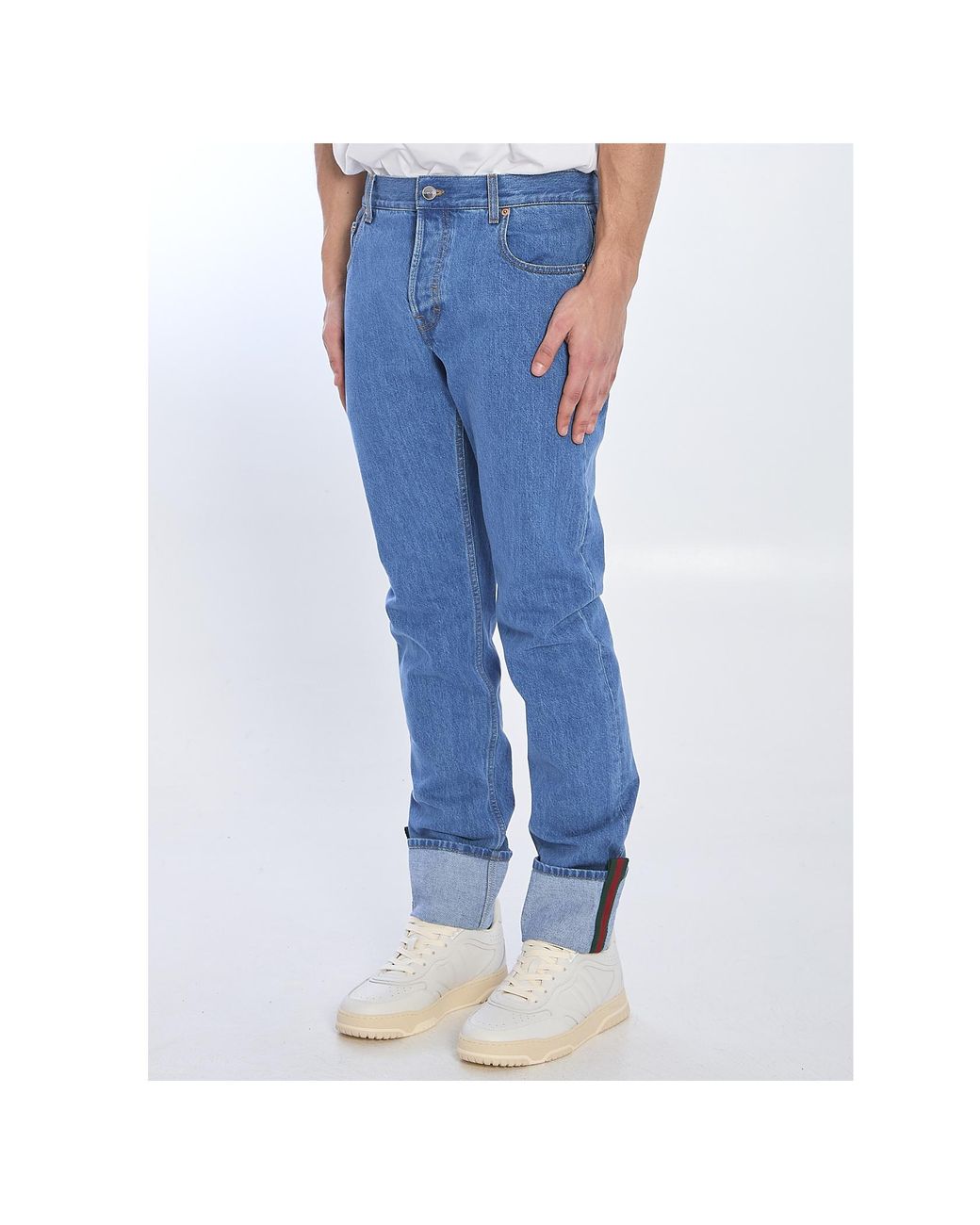 Gucci Blue Tapered Fit Denim Trousers for men