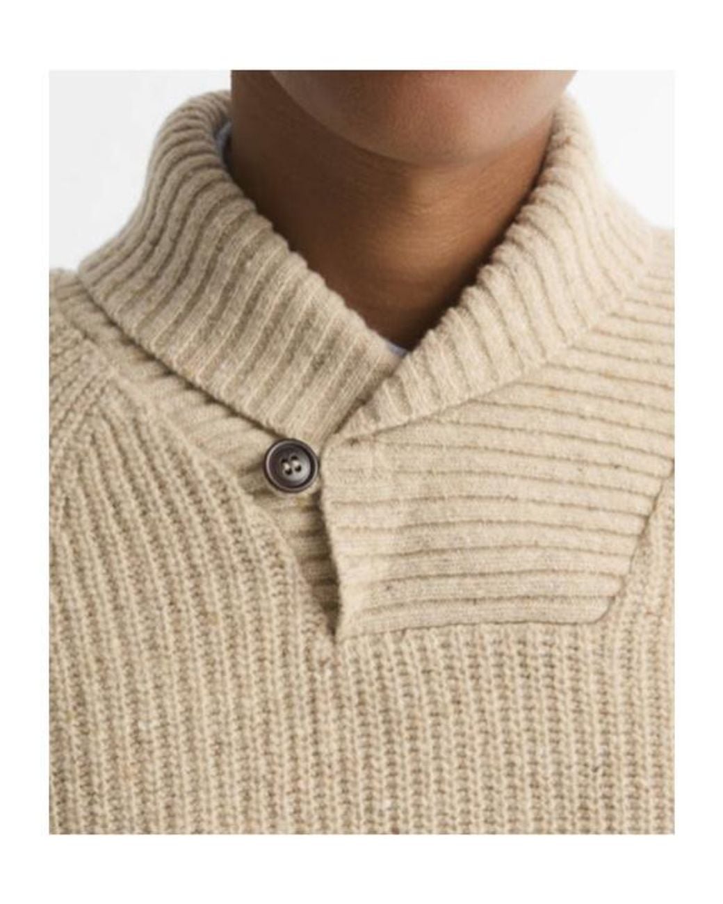 Barbour Natural Shawl Collar Chunky Knit Sweater for men