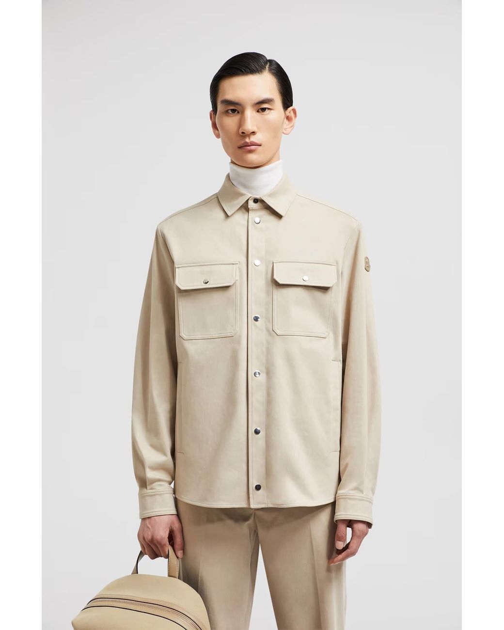 Moncler Natural Collared Long-Sleeve Shirt for men