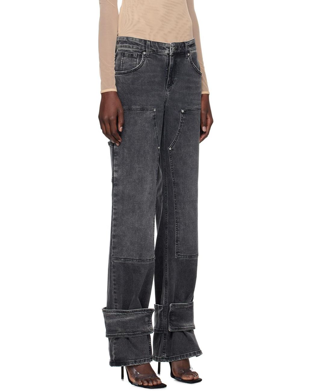 Blumarine Black Boyfit Cargo Jeans
