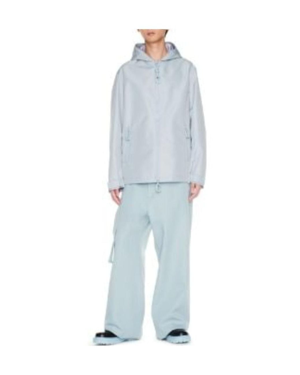 Off-White c/o Virgil Abloh Blue Quote Zip-Up Hooded Windbreaker for men