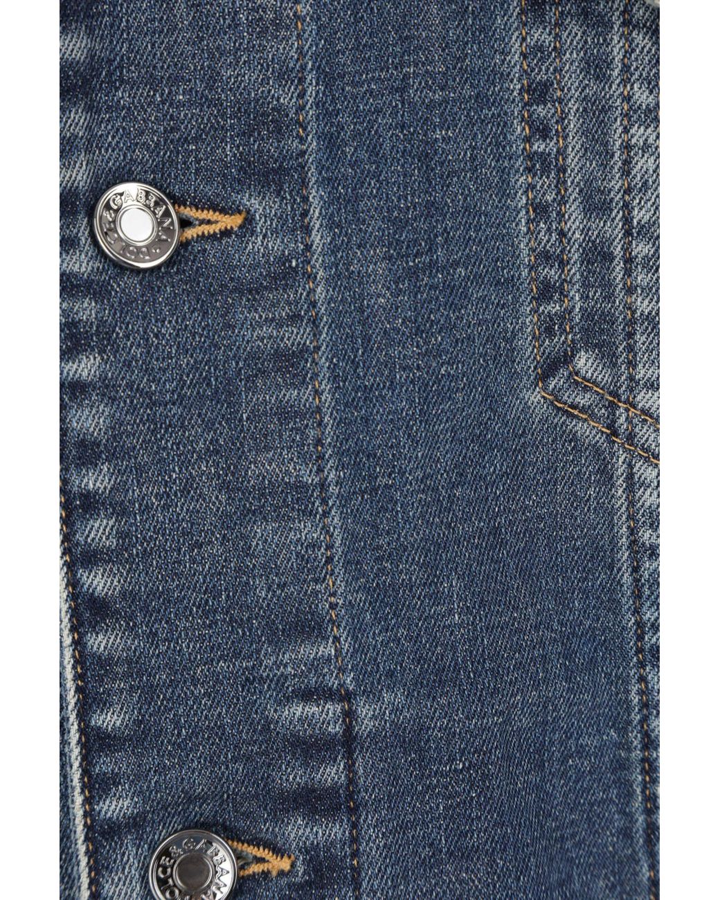 Dolce & Gabbana Blue Collared Button-Up Denim Jacket for men