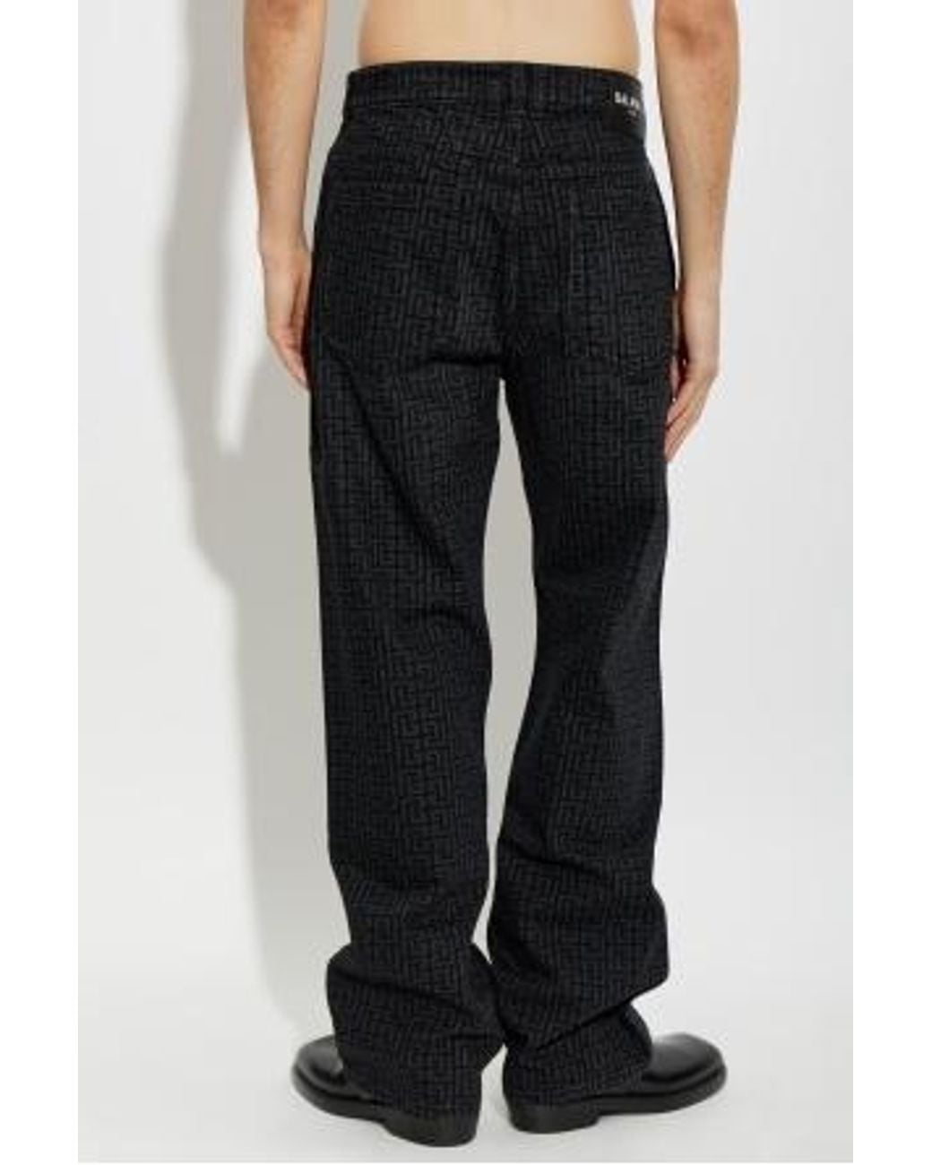Balmain Black Monogram Straight-Leg Jeans for men