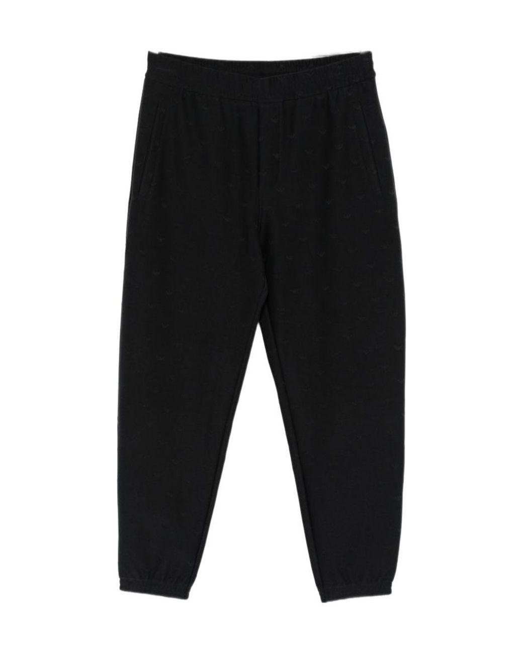 Emporio Armani Black Elastic Waist Sports Pants for men