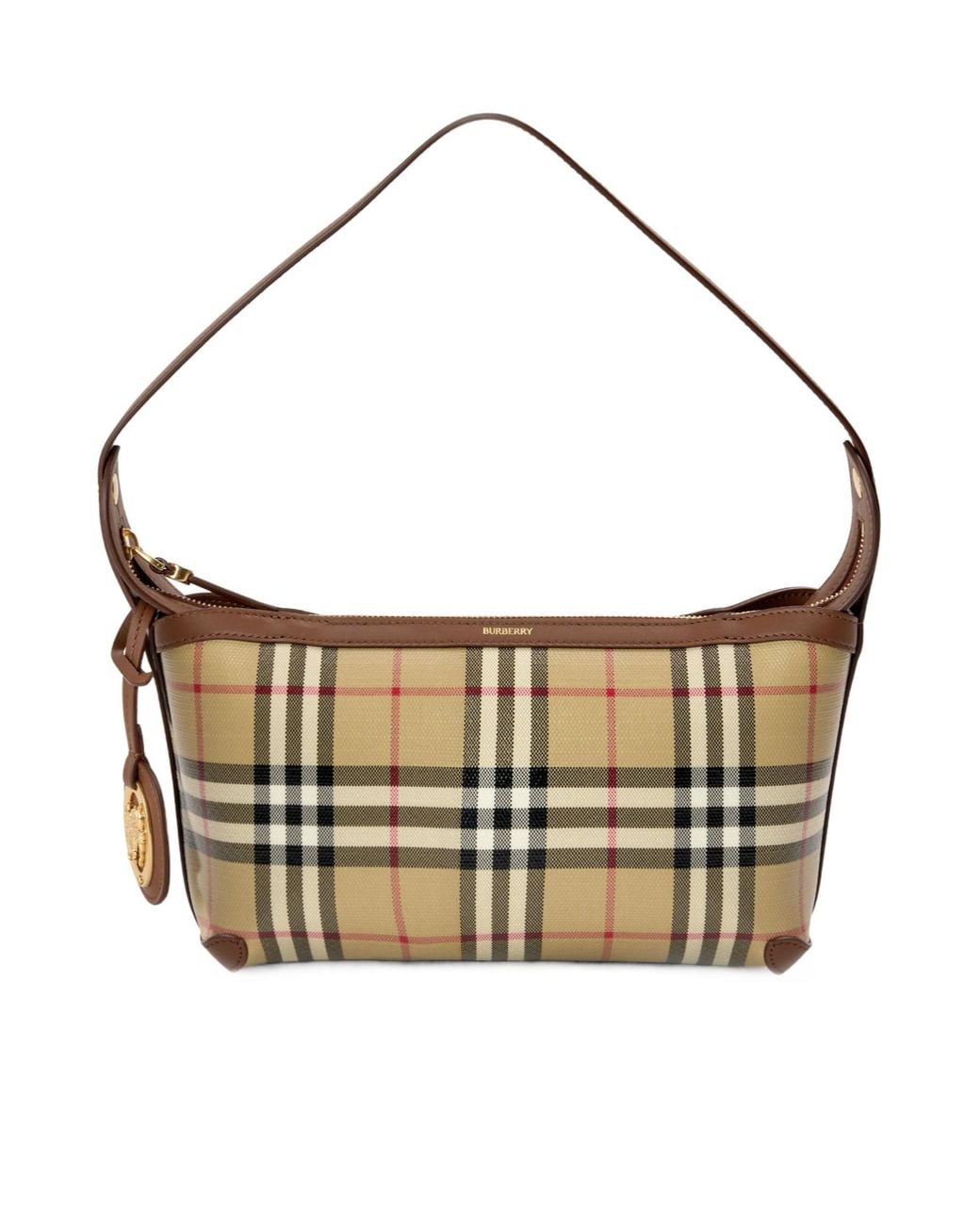 Burberry White Plaid Hobo Shoulder Bag