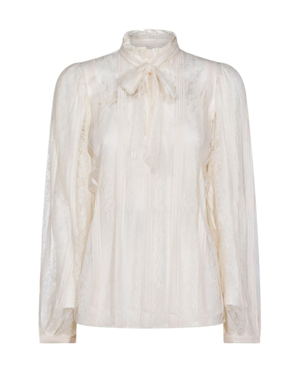 Twinset White Striped Lace Bow Blouse