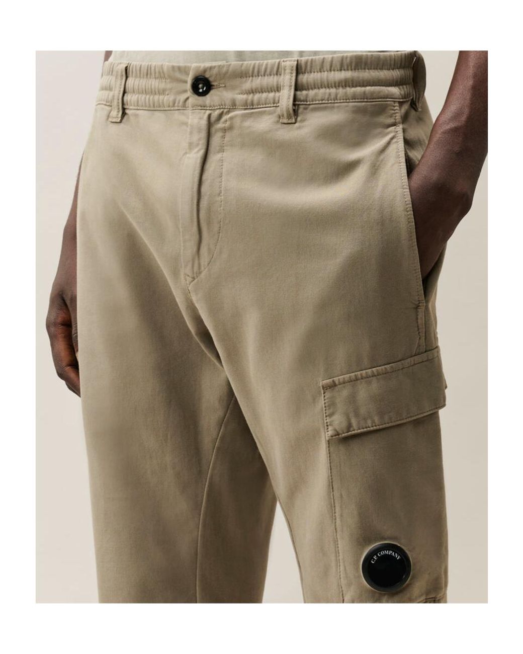 C P Company Natural Ottoman Stretch Lens Cargo Pants for men
