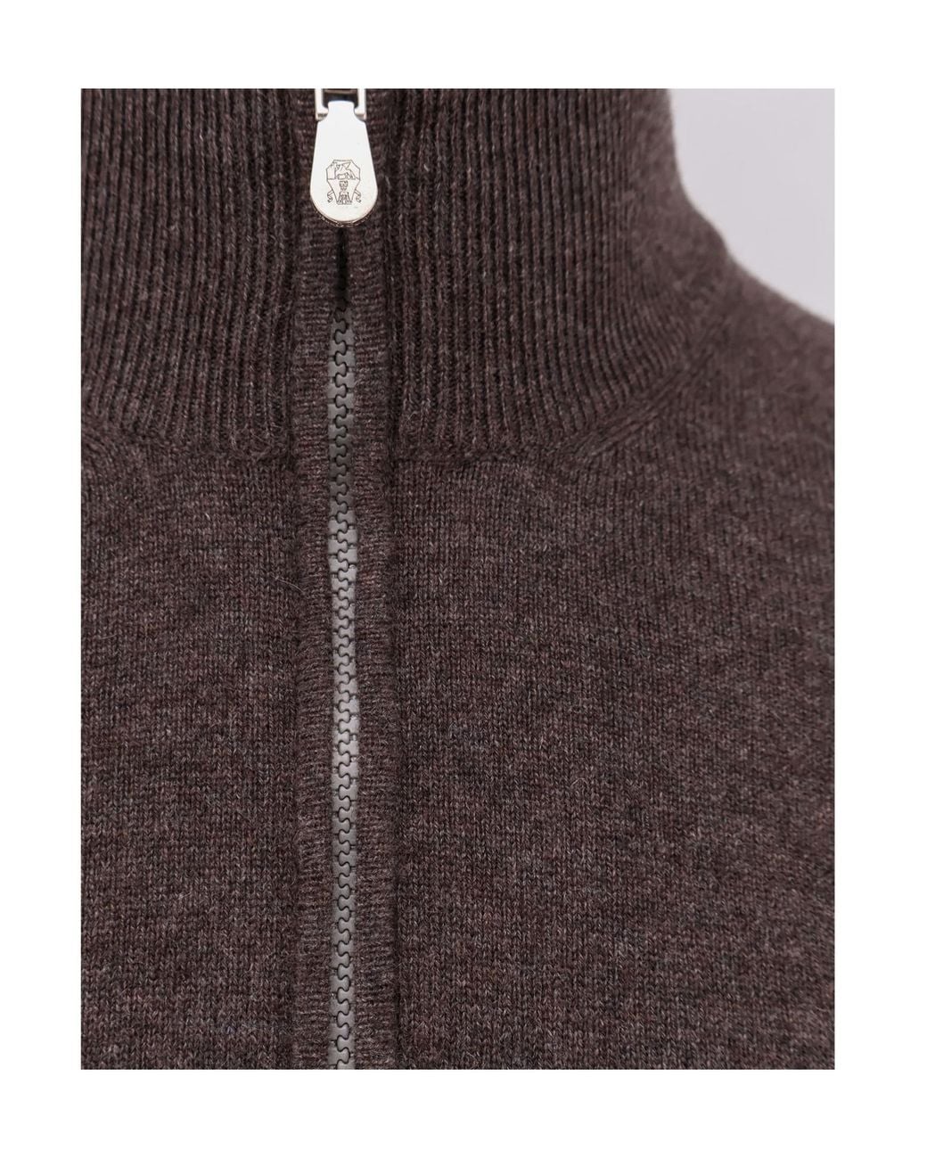 Brunello Cucinelli Gray Funnel-Neck Knitted Polo Shirt for men