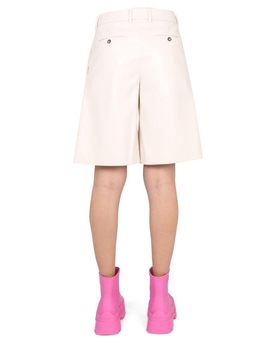 MSGM White Faux Leather Bermuda Shorts