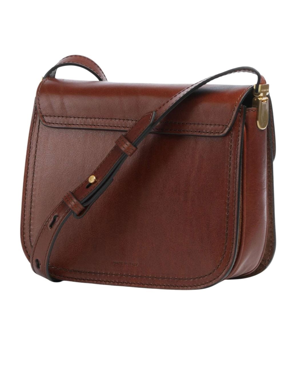 The Bridge Brown Mia Twist-Lock Leather Shoulder Bag