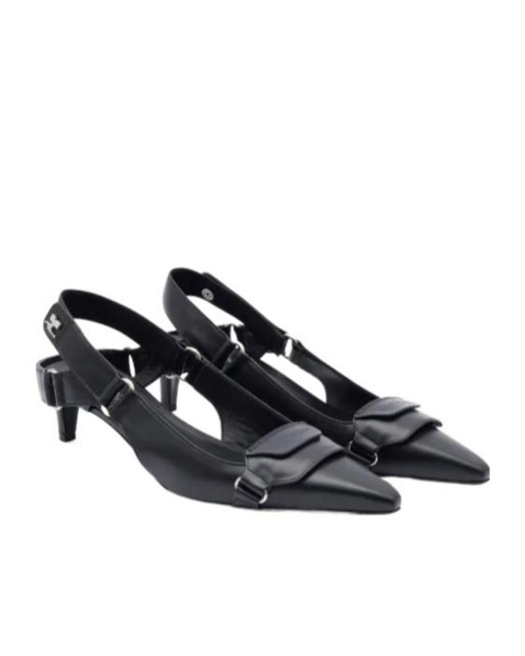 Courreges Black Leather High Heels