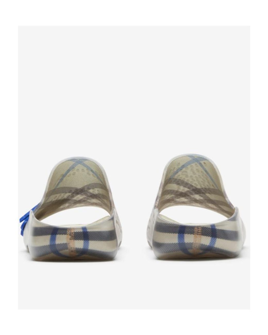 Burberry White Stingray Checked Equestrian Knight Motif Slides for men