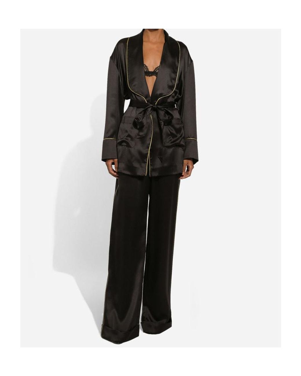 Dolce & Gabbana Black Satin Pajama Pants