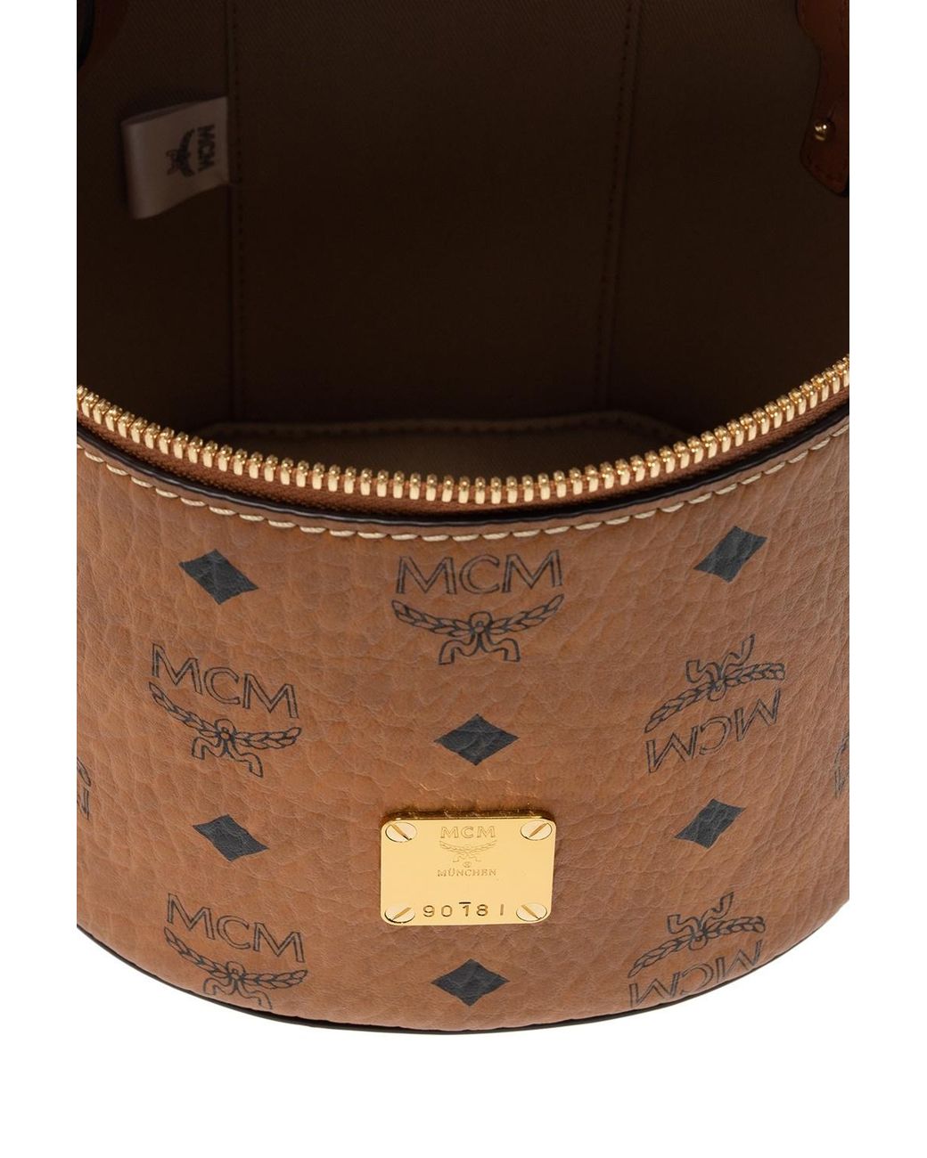 MCM Brown Cylinder Bucket Bag
