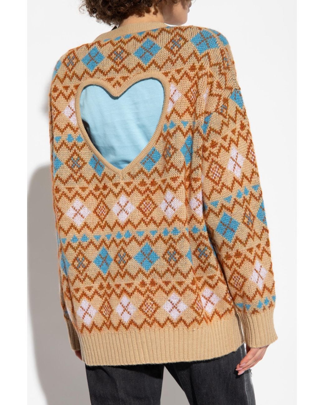DSquared² Pink Heart Vintage Shetland Knitted Cardigan