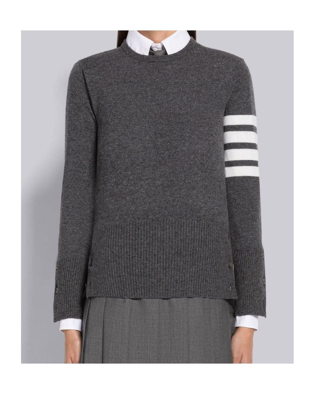 Thom Browne Gray 4-Bar Stripe Sweater