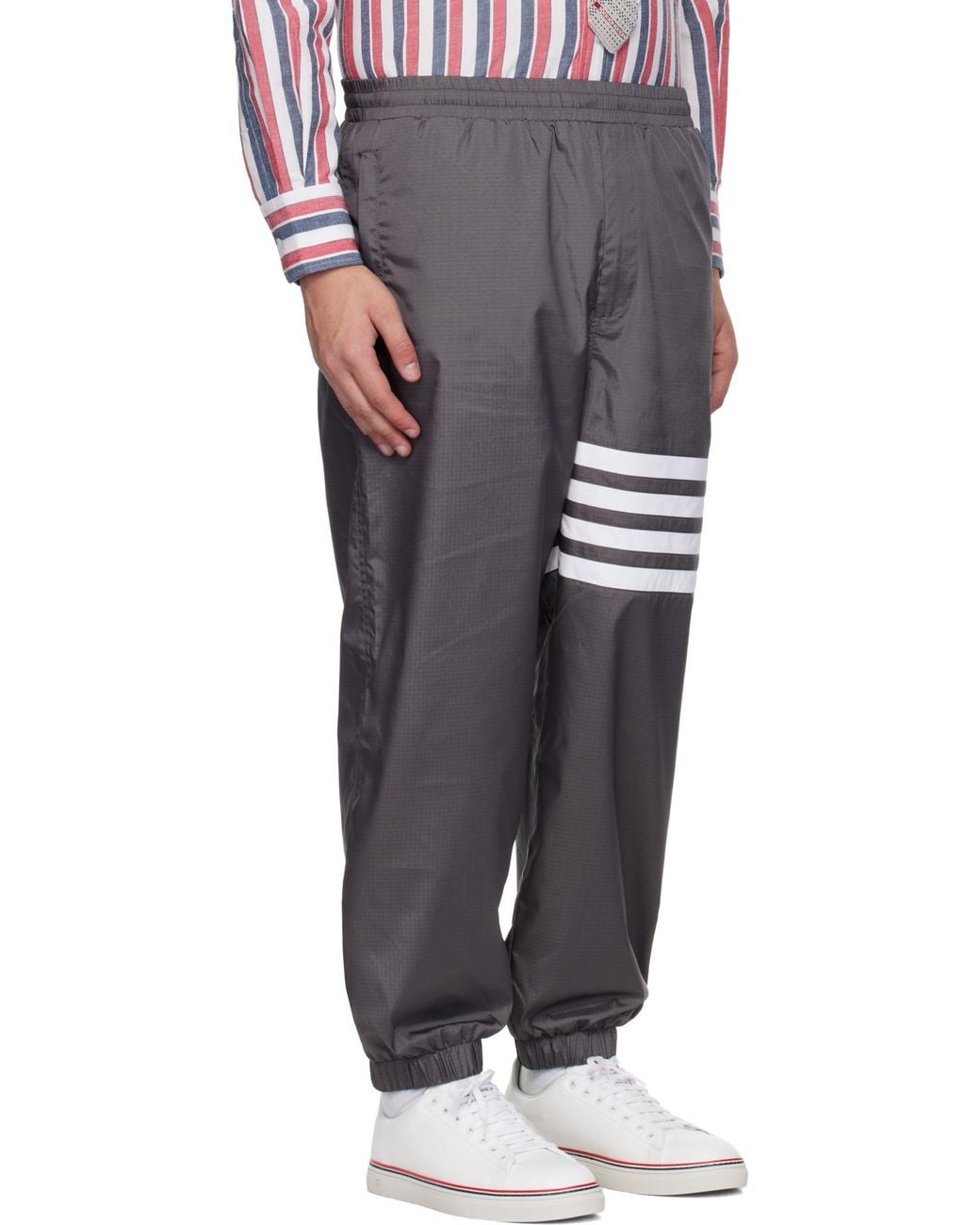 Thom Browne Gray Four-Bar Stripe-Detail Track Trousers for men