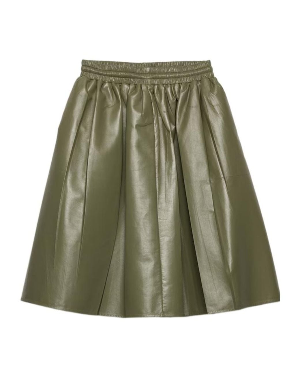 Prada Green Pleated Nappa Leather Skirt