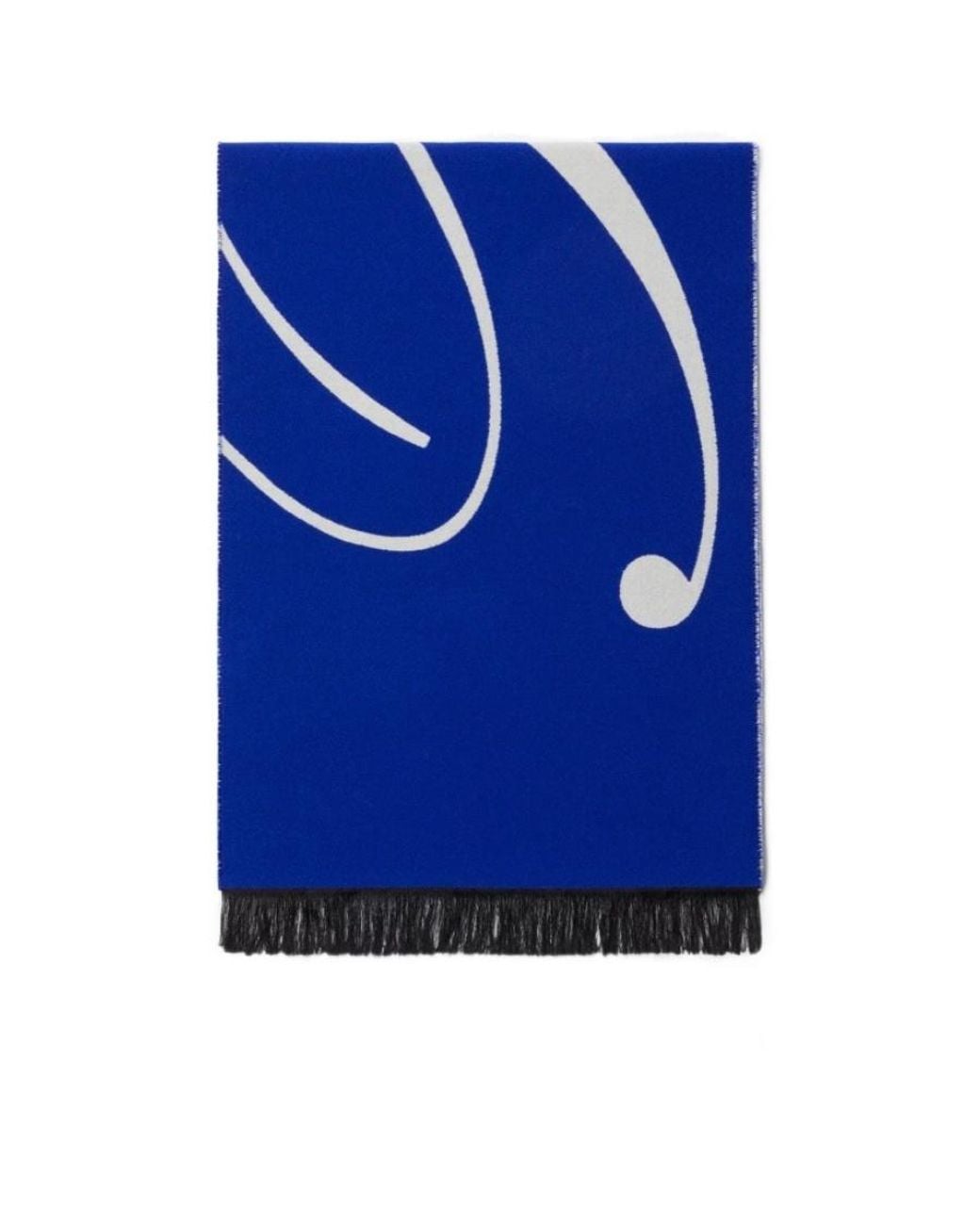 Burberry Blue Logo Intarsia-Knit Fringe-Edged Scarf