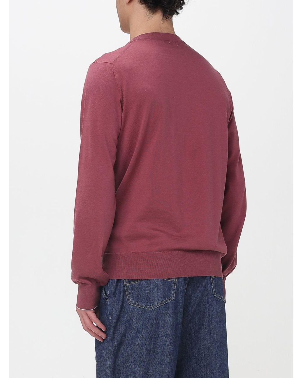 Brunello Cucinelli Red Grape Cotton Sweater for men