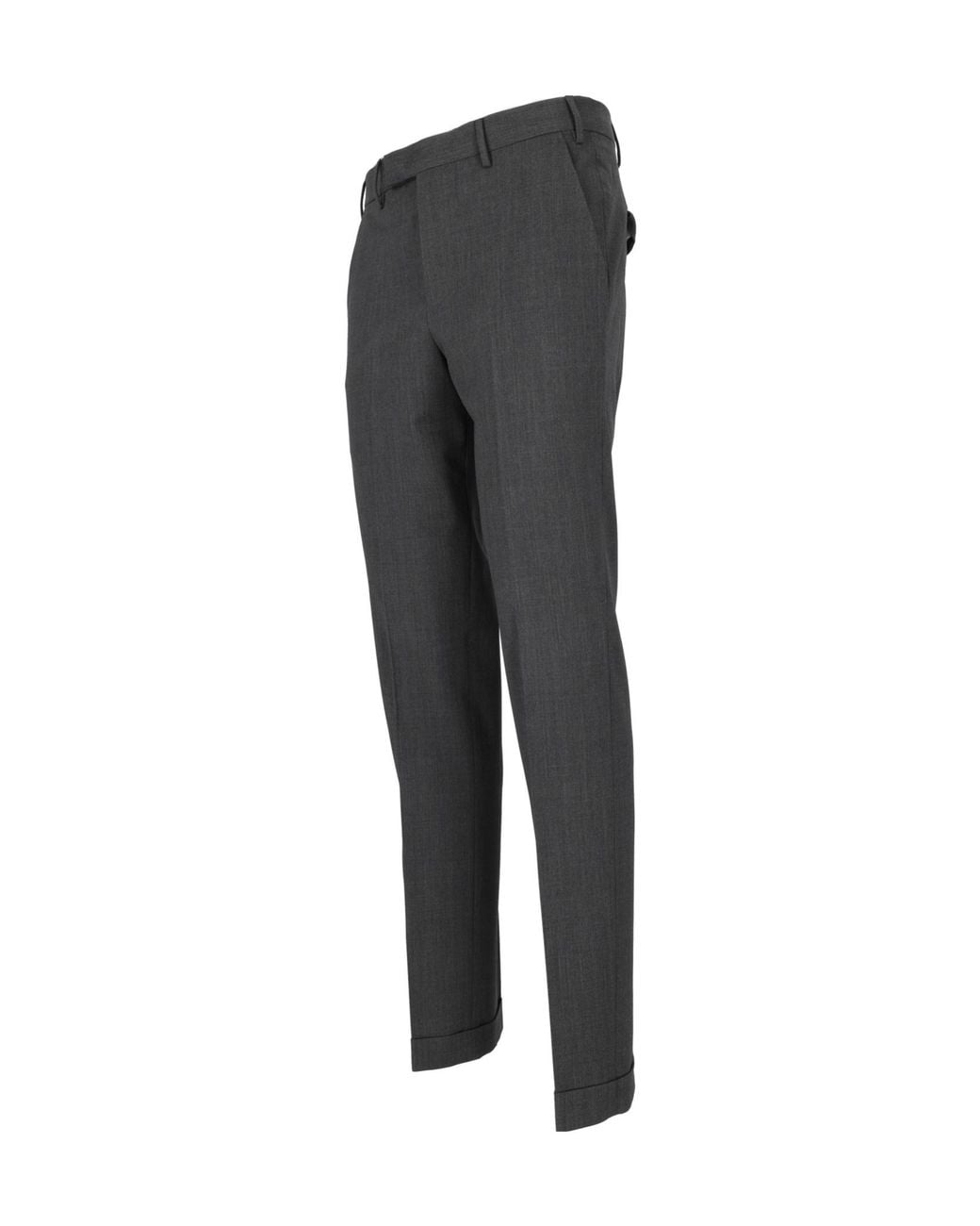 PT01 Gray Casual Trousers With Belt Loops for men