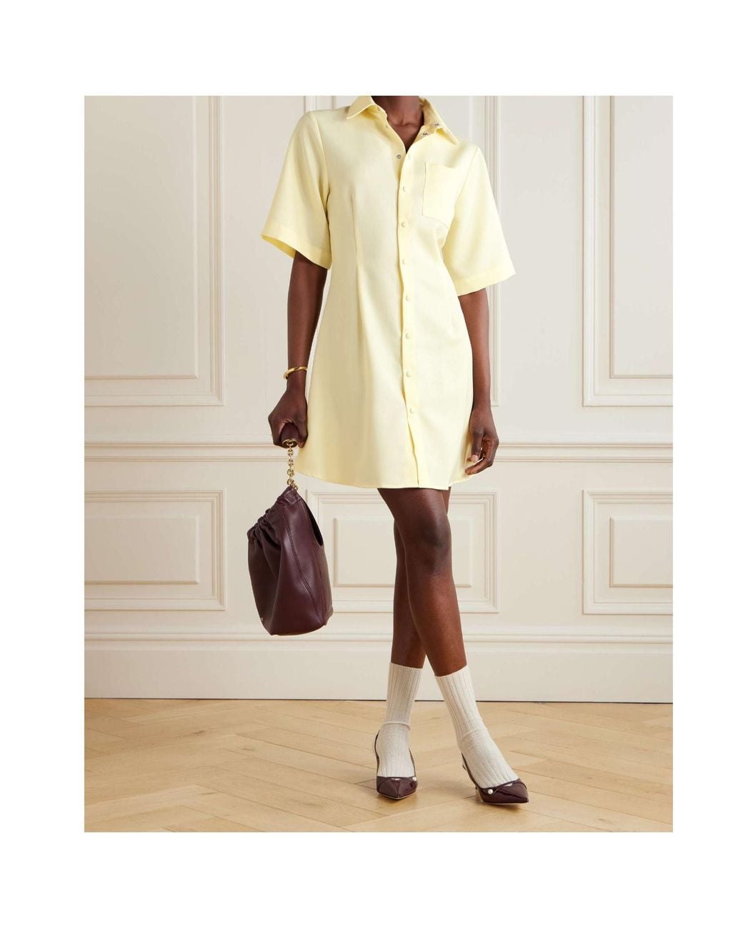 AMI Yellow Ami Short Sleeved Shirt Dress