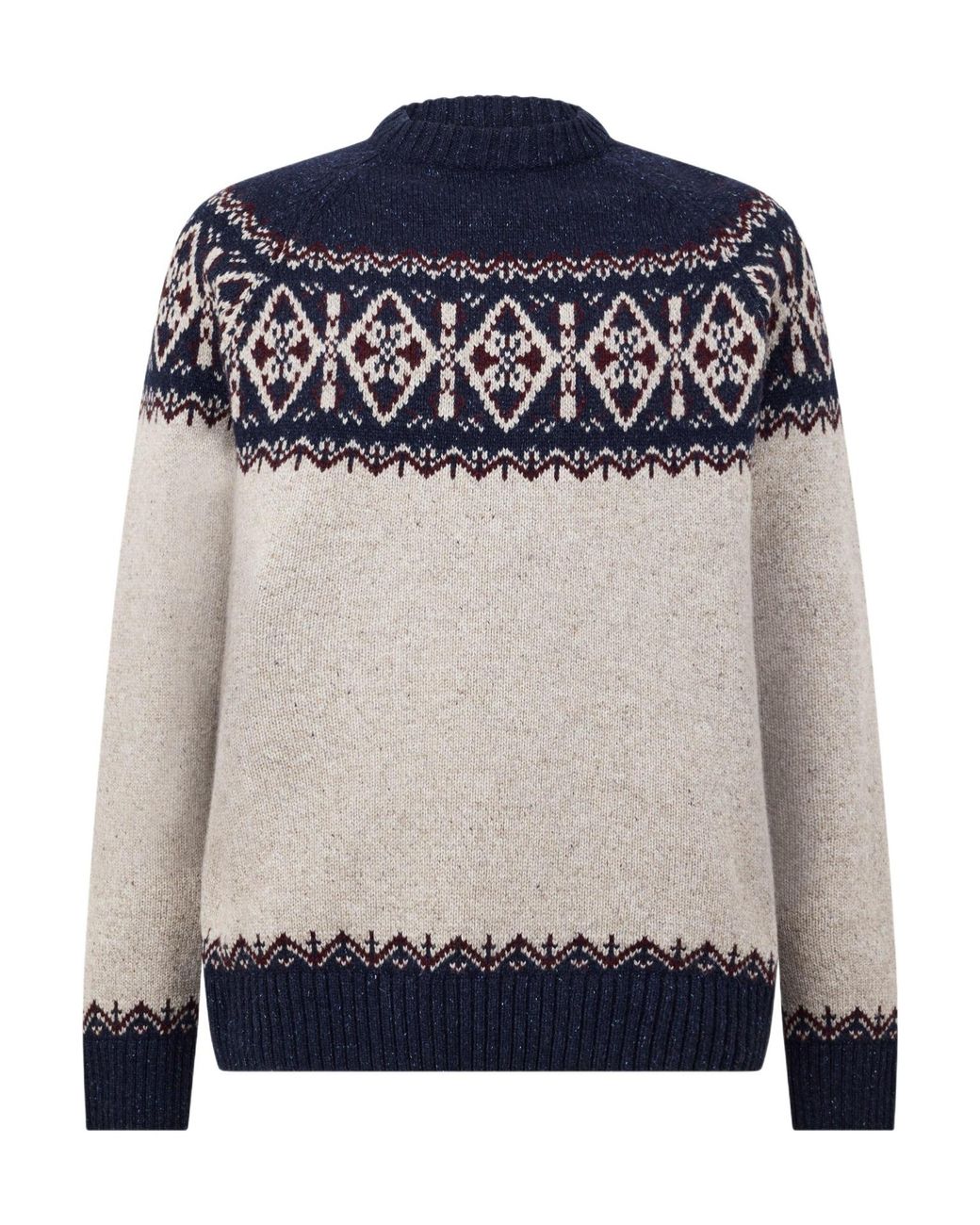 Barbour Blue Crew Neck Fair Isle Knit Sweater for men