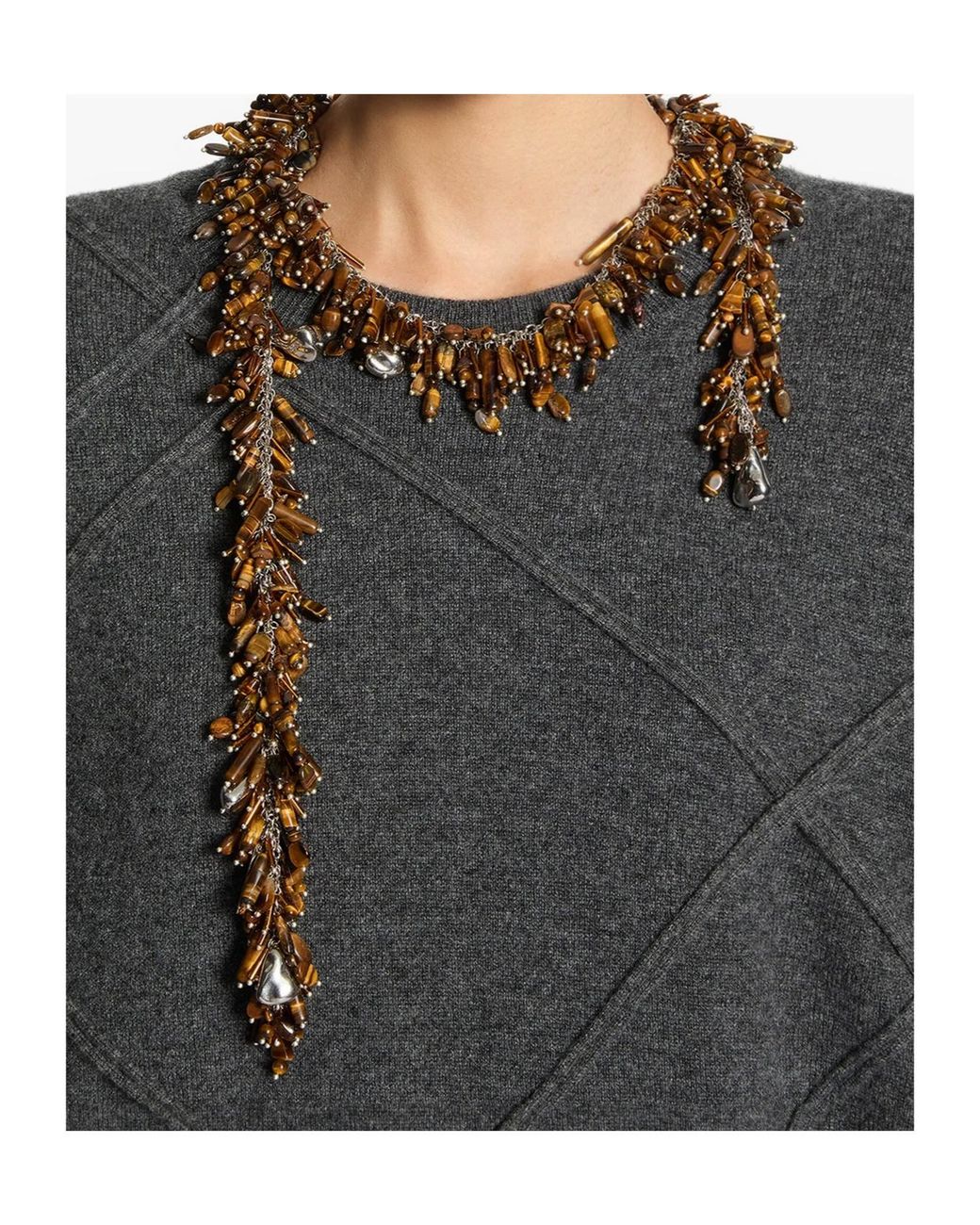 Dries Van Noten White Embroidered Scarf Necklace