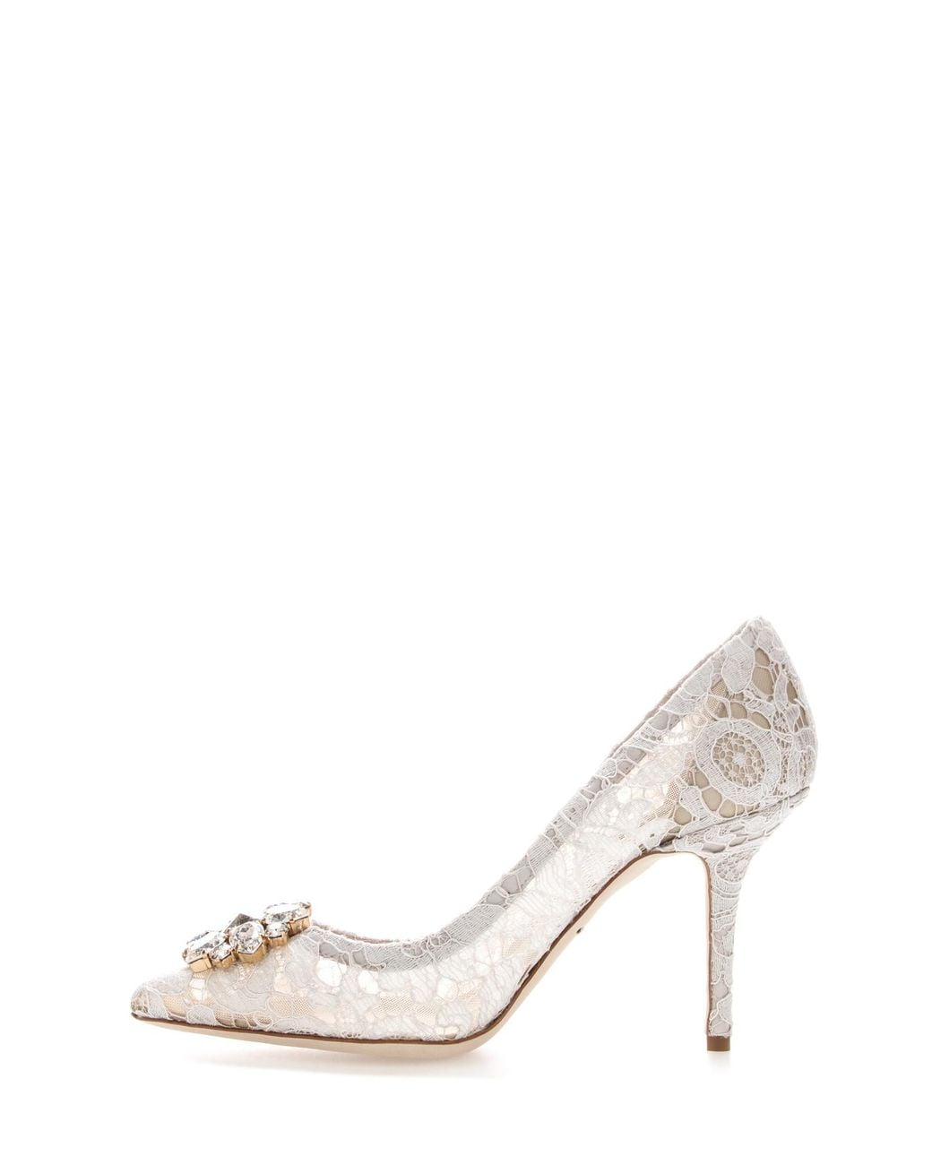 Dolce & Gabbana White Bellucci Lace Embellished Pumps