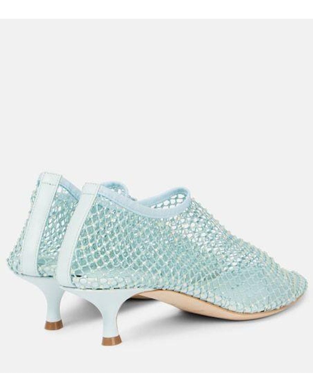 Christopher Esber Blue Minette Embellished Fishnet Pumps