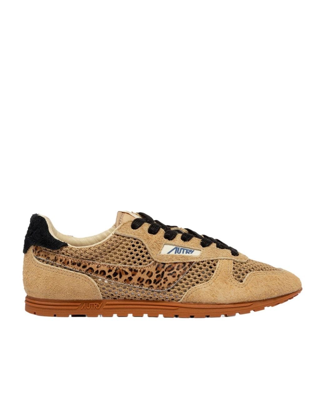 Autry Brown Windspin Mesh-Panelled Lace-Up Sneakers
