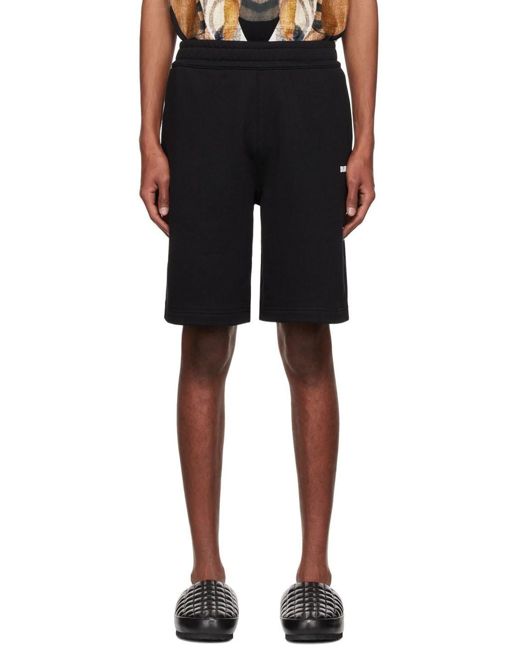 Burberry Black Logo Print Elasticated-Waist Shorts for men