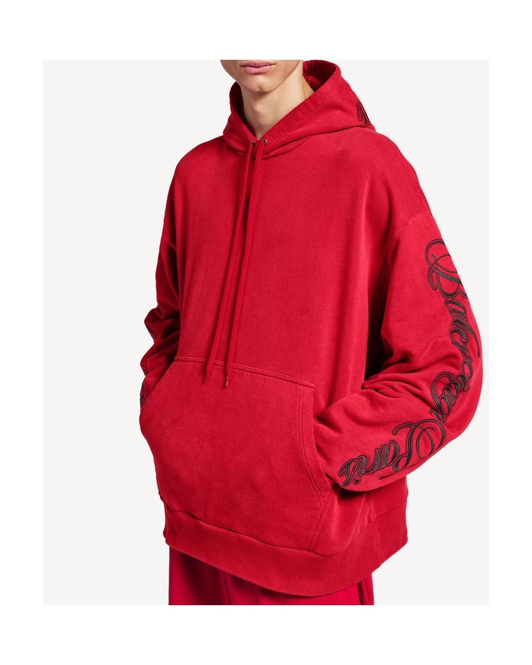 Balenciaga Red Cursive Oversized Hoodie for men