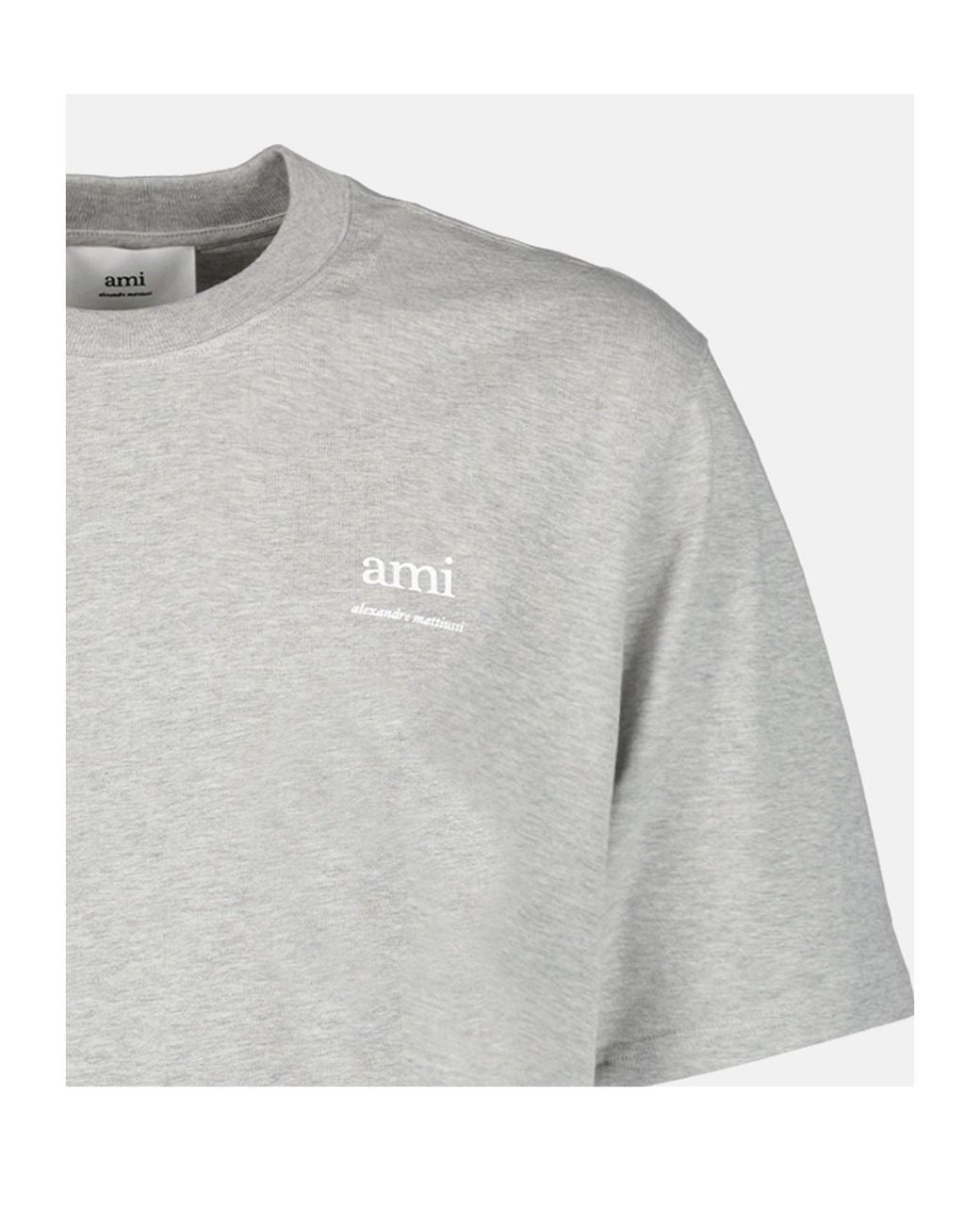 AMI Gray Logo Printed Crewneck T-Shirt